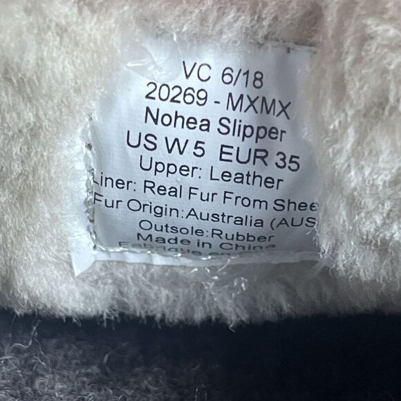 Olukai Nohea Slippers Womens Sz 5 Mystic Berry Red Nubuck Leather Fur Shearling - Picture 10 of 10